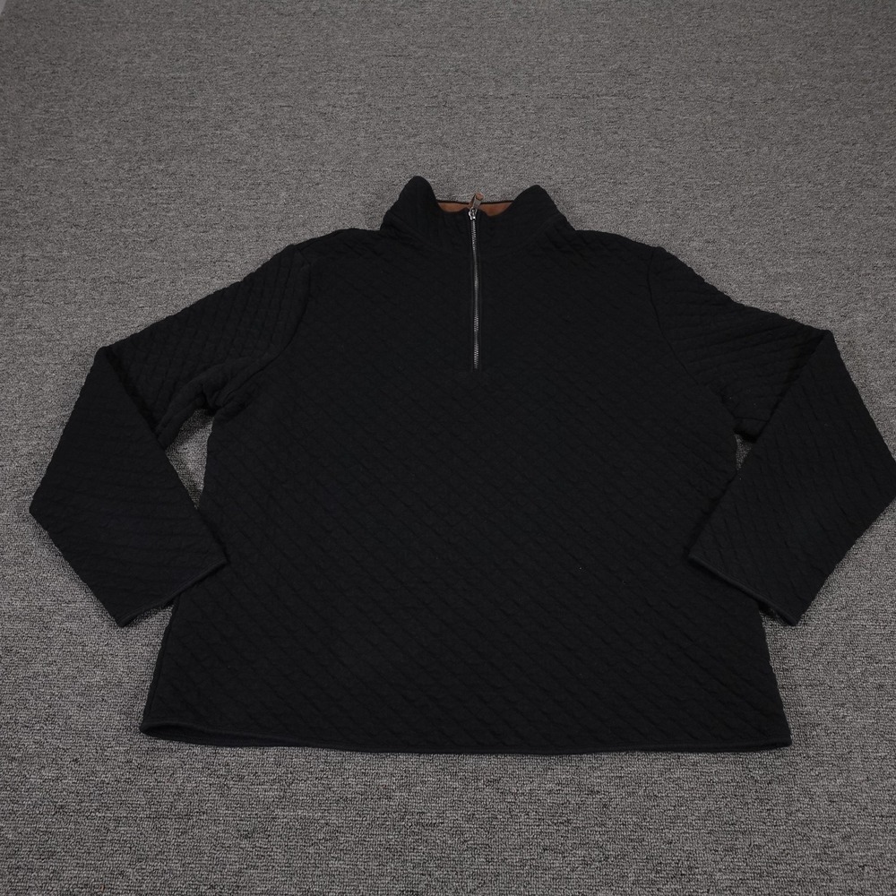 Banana Republic Sweater Mens XL Black Quilted 1/4 Zip Mock Neck Knit Pullover